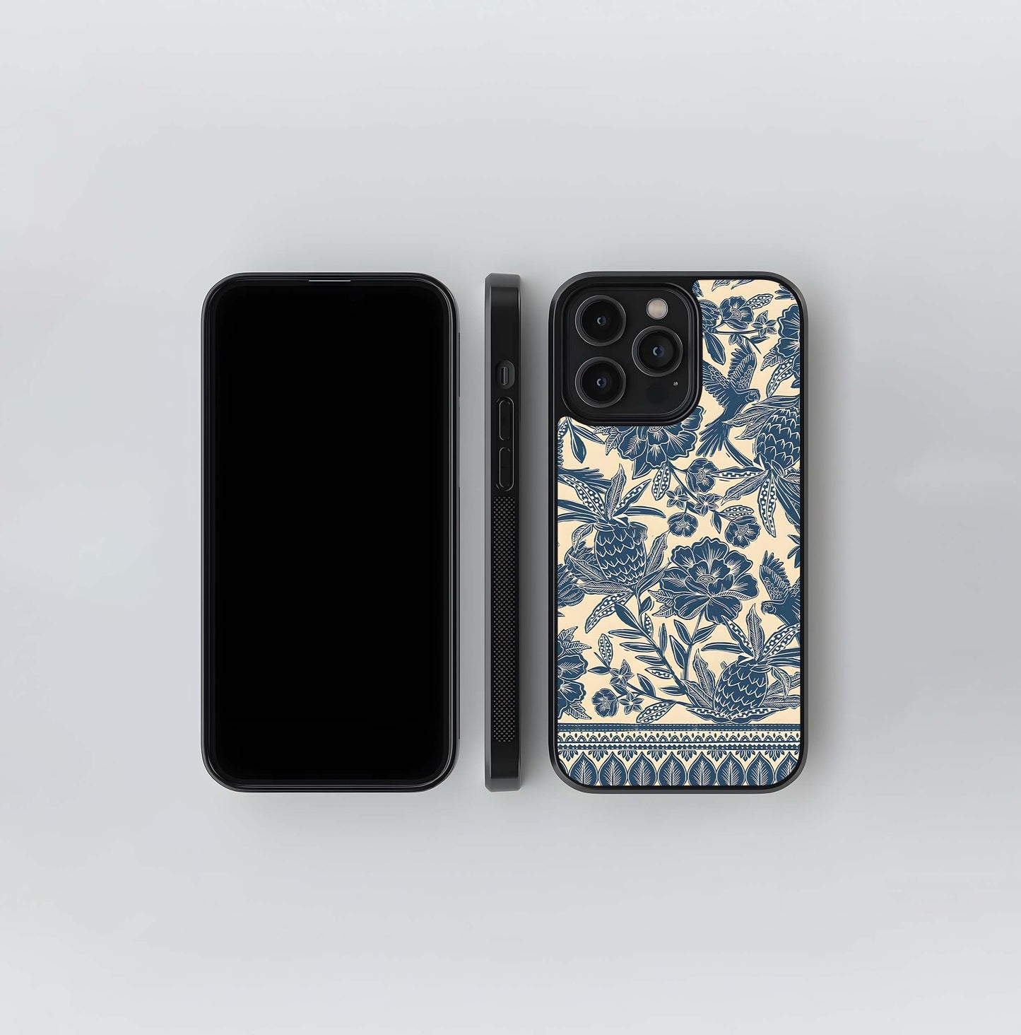 Monochrome Skull Floral Doodle Glass Case