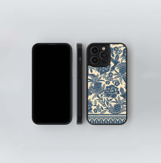 Monochrome Skull Floral Doodle Glass Case