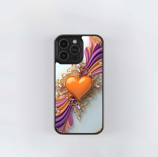 Regal Orange Heart Glass Case