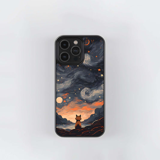 Alone Cat Sitting Glass Case