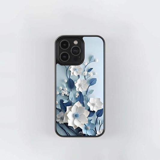 Blue & White Paper Hellebore Glass Case