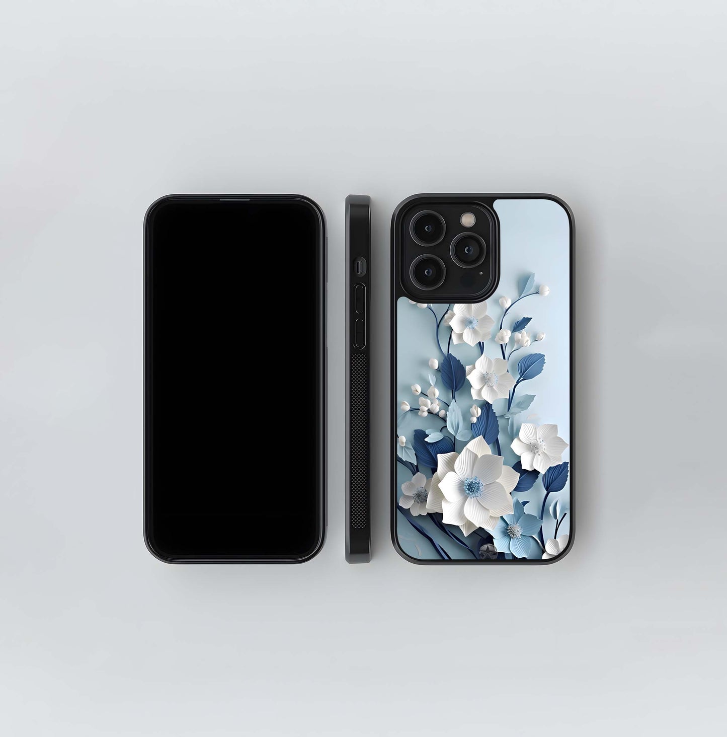 Blue & White Paper Hellebore Glass Case