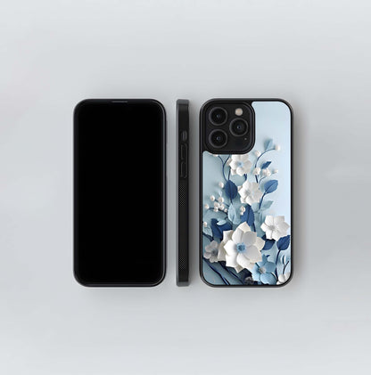 Blue & White Paper Hellebore Glass Case