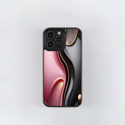 Rose Gold & Charcoal Swirl Glass Case