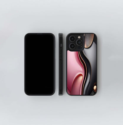 Rose Gold & Charcoal Swirl Glass Case