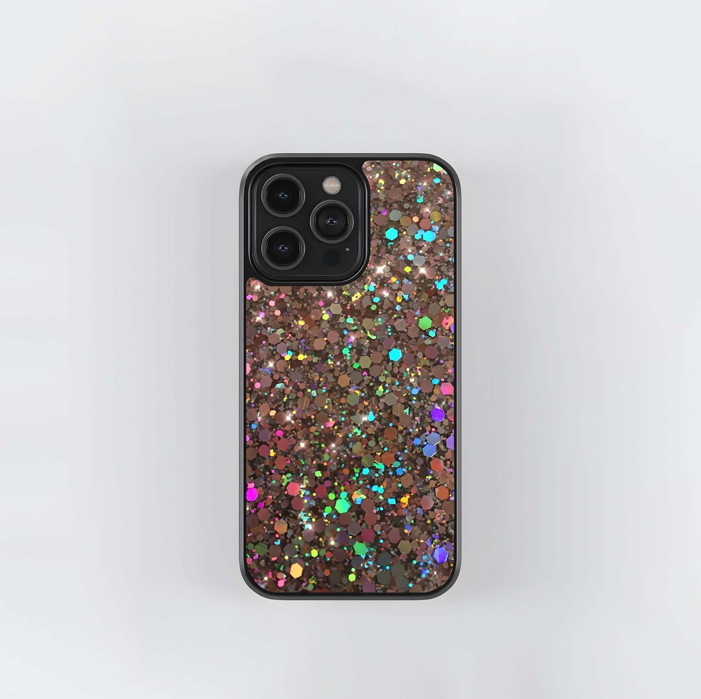 Rose Gold Holographic Glitter Glass Case