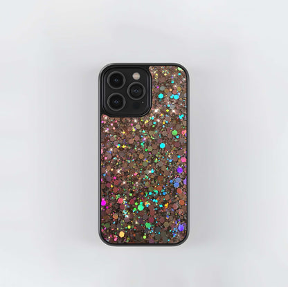 Rose Gold Holographic Glitter Glass Case
