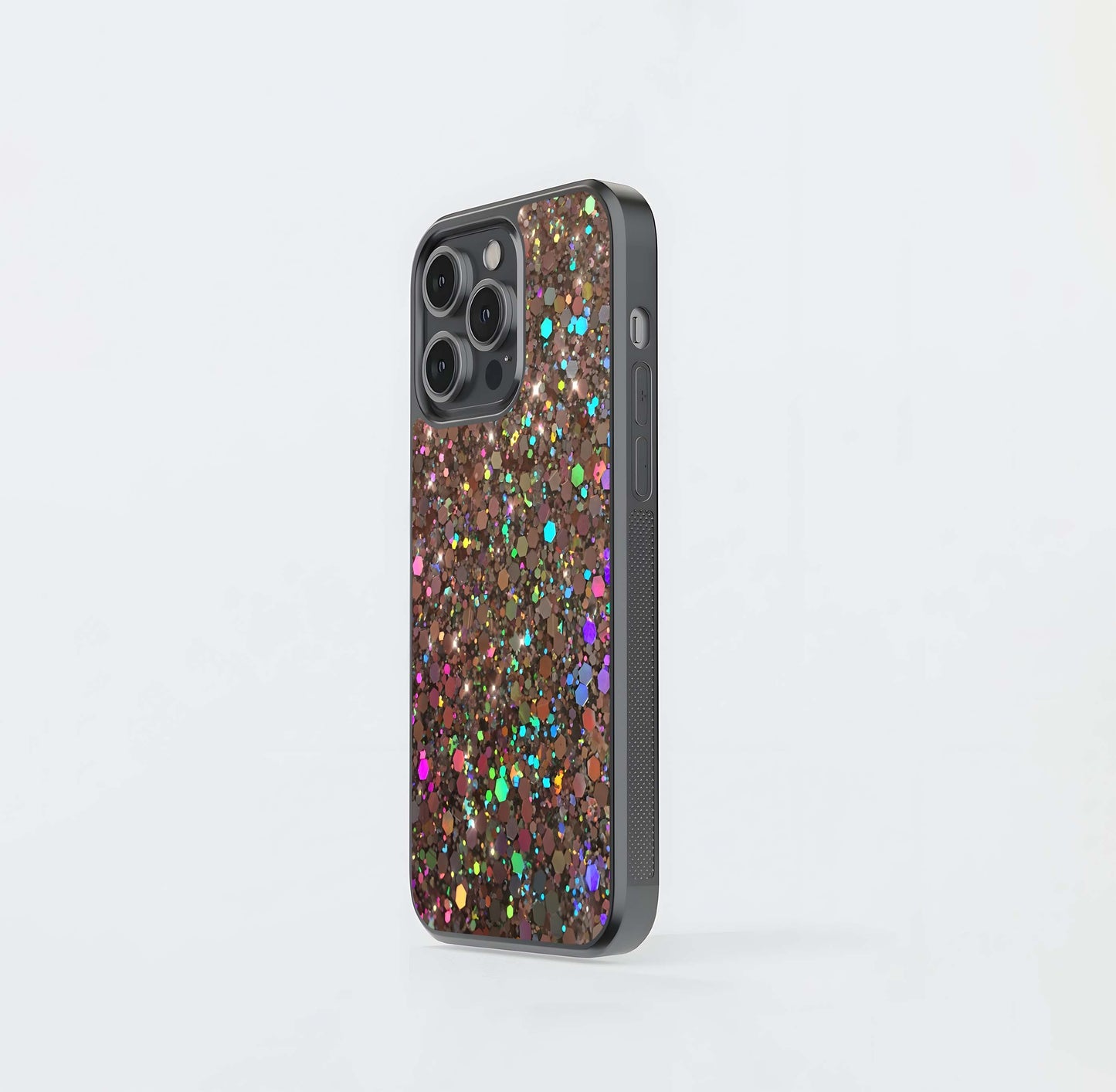 Rose Gold Holographic Glitter Glass Case