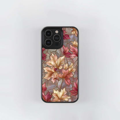 Rose Gold Stained Leaves Glass Case