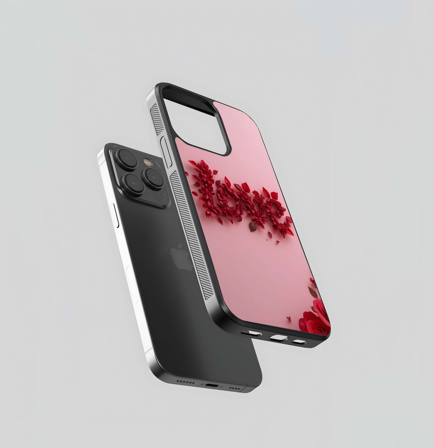 Rose Petal Love Script Glass Case