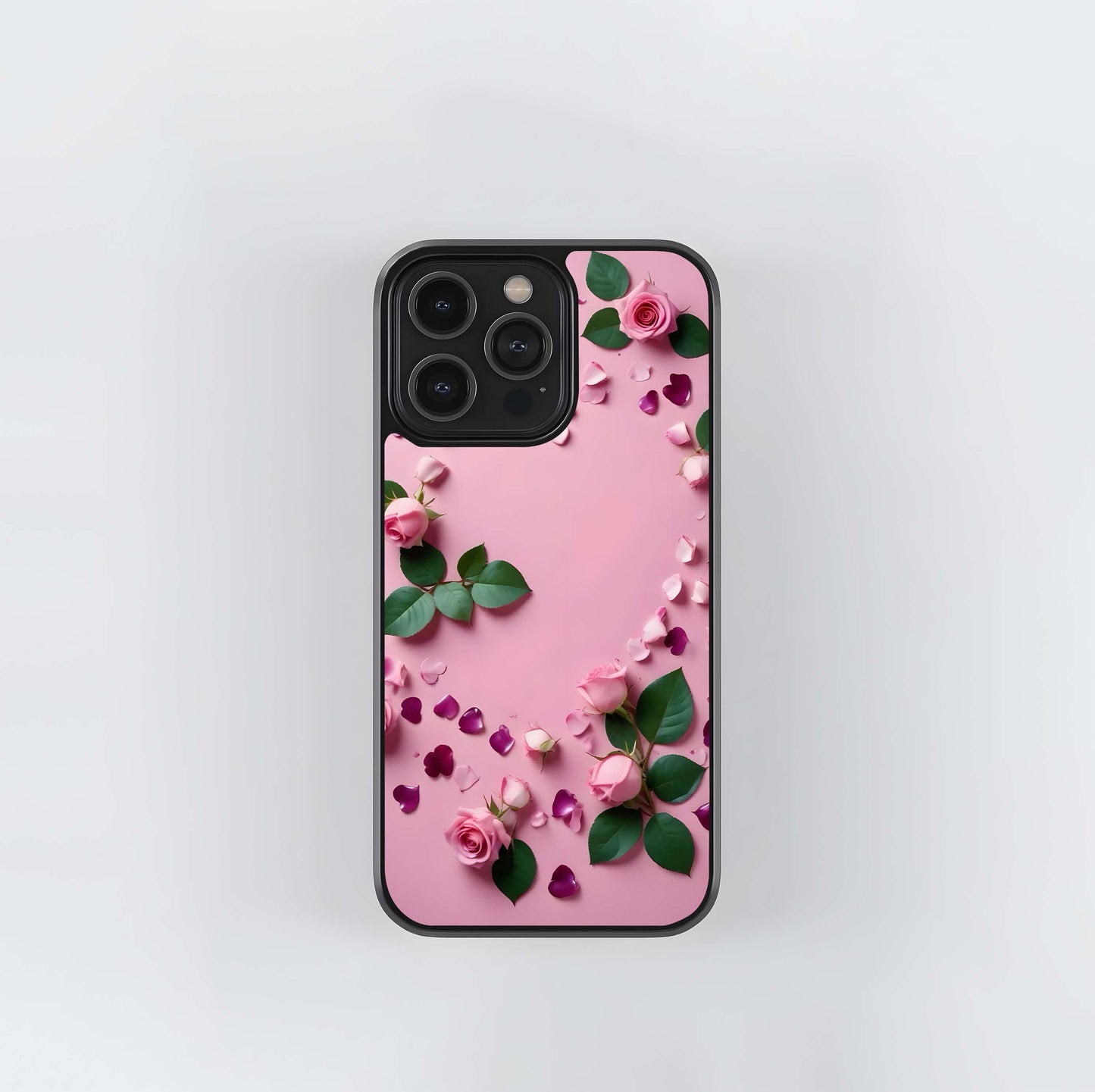 Rose Petal Ring Border Glass Case