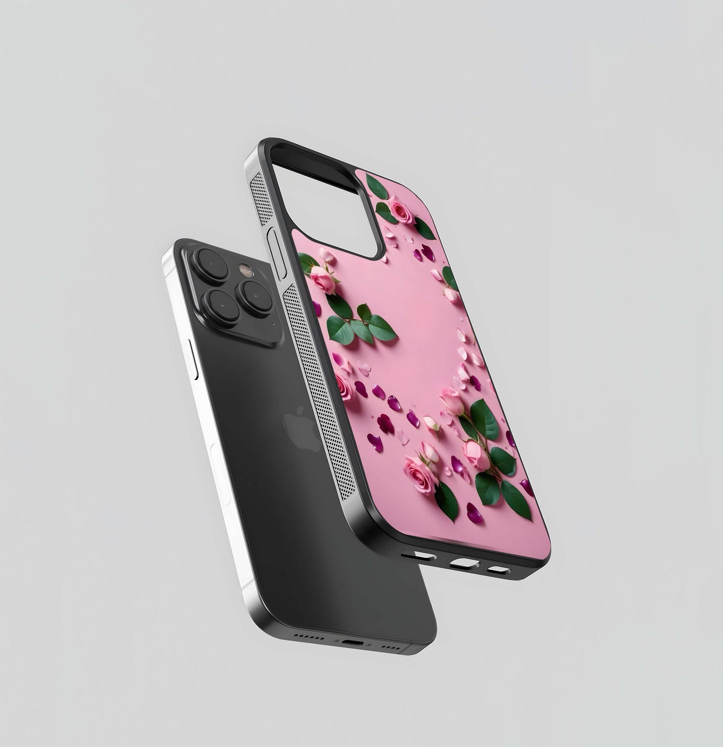 Rose Petal Ring Border Glass Case