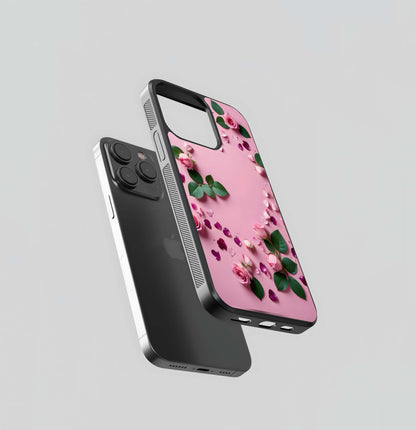 Rose Petal Ring Border Glass Case