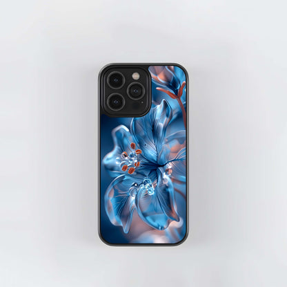 Blue Glass Floral Macro Glass Case