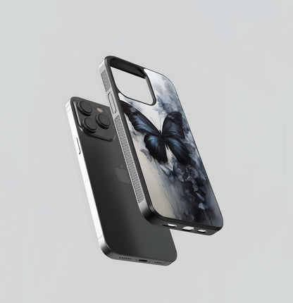 Monochrome Watercolor Black Butterfly Glass Case