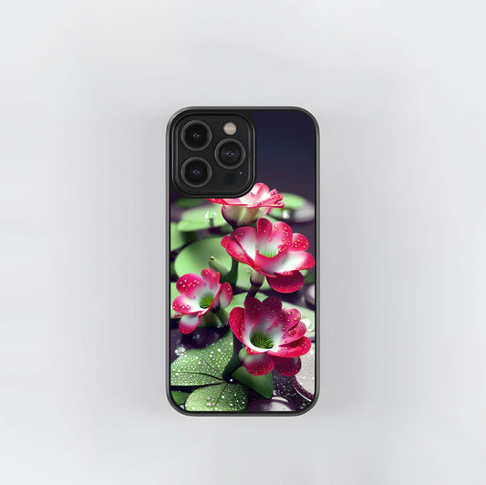 Ruby Dewdrop Lilies Glass Case