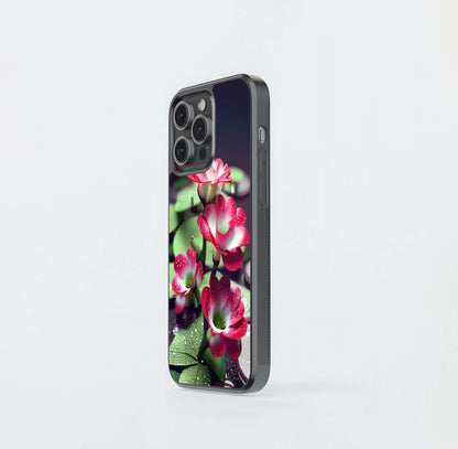 Ruby Dewdrop Lilies Glass Case