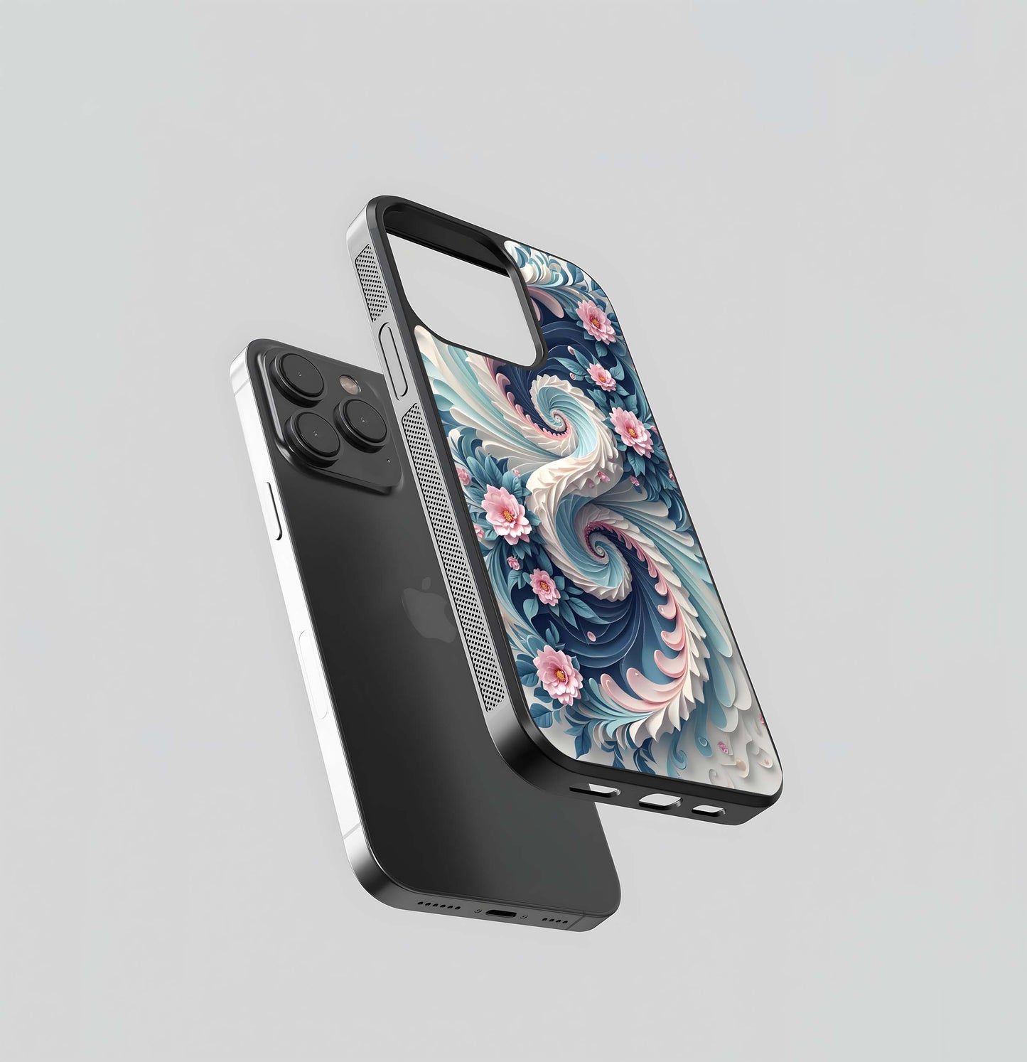 Sapphire Floral Swirl Glass Case