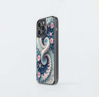 Sapphire Floral Swirl Glass Case
