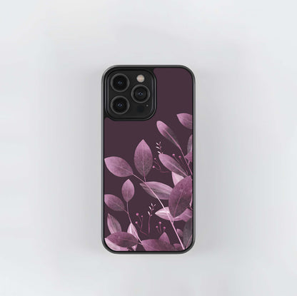 Purple Leaves Glass Case