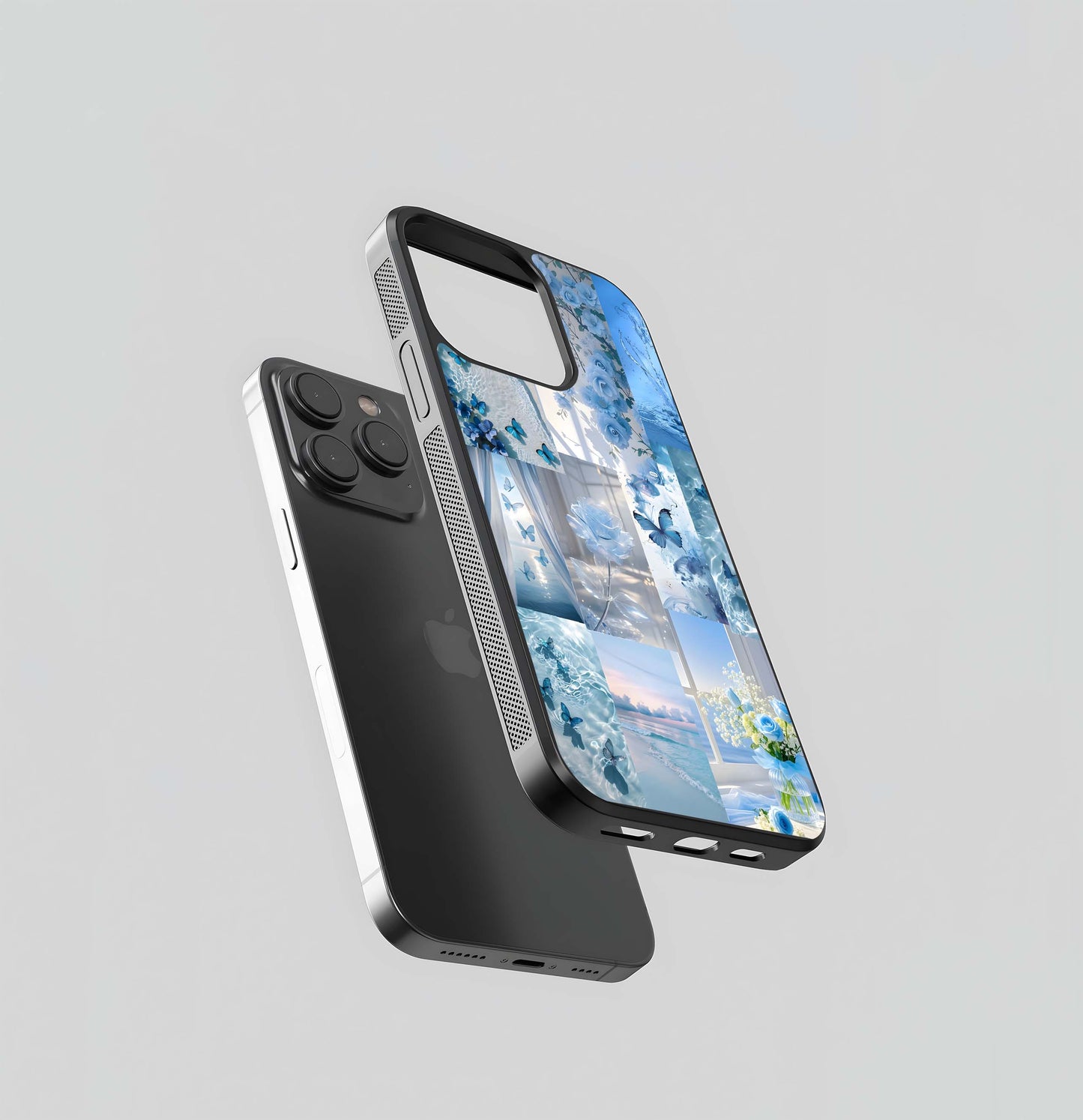 Crystal Sky Blue Collage Glass Case