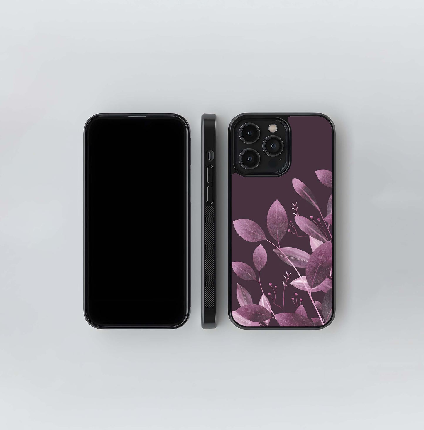 Purple Leaves Glass Case