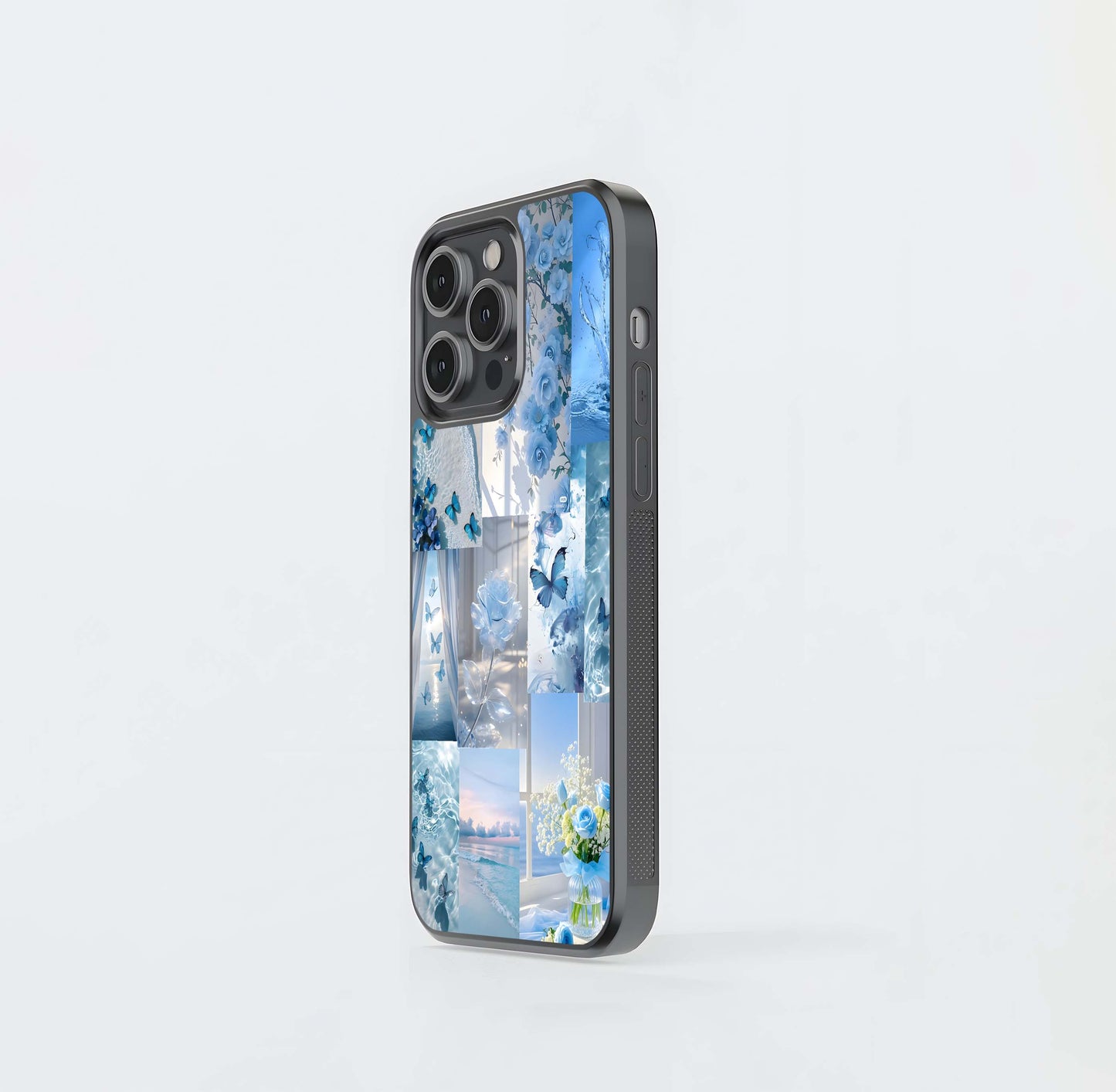 Crystal Sky Blue Collage Glass Case
