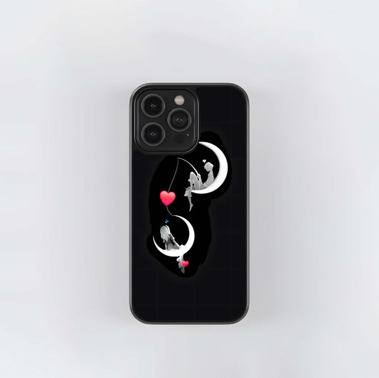 Moon Fishing for Hearts Glass Case