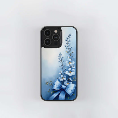 Sapphire Ribbon and Forget-Me-Nots Glass Case