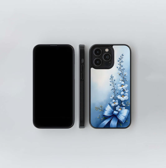 Sapphire Ribbon and Forget-Me-Nots Glass Case