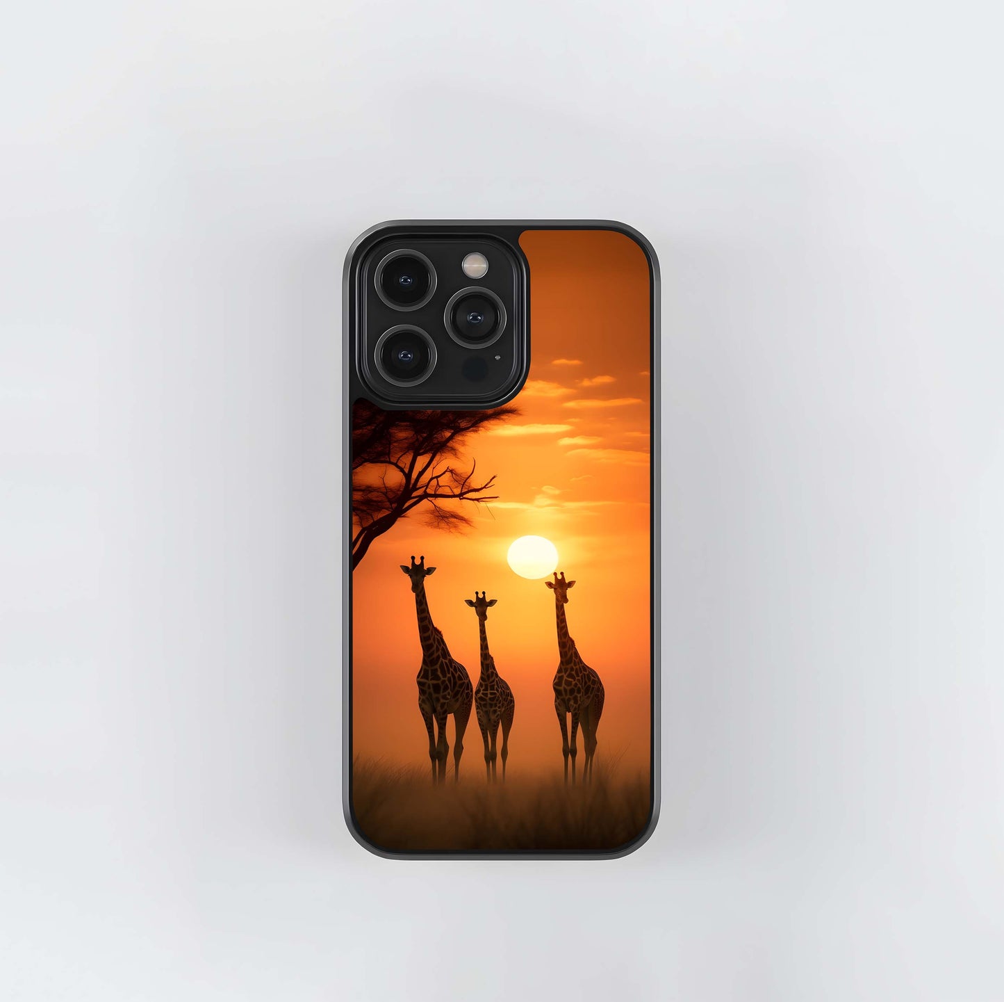 Savanna Giraffe Sunset Glass Case