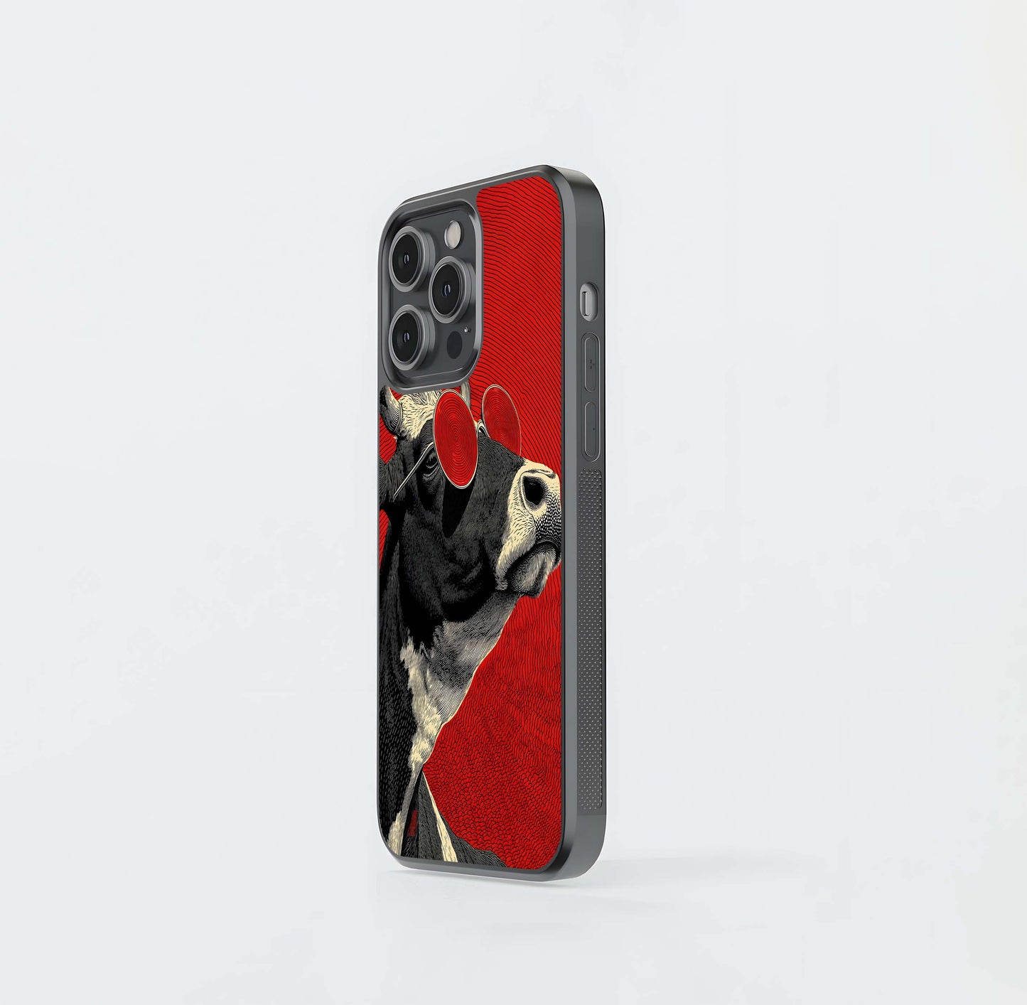 Red Black Cow Glass Case
