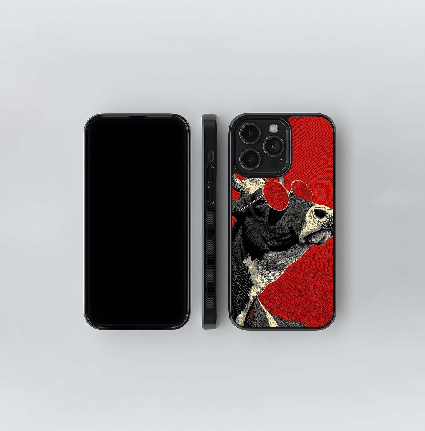Red Black Cow Glass Case