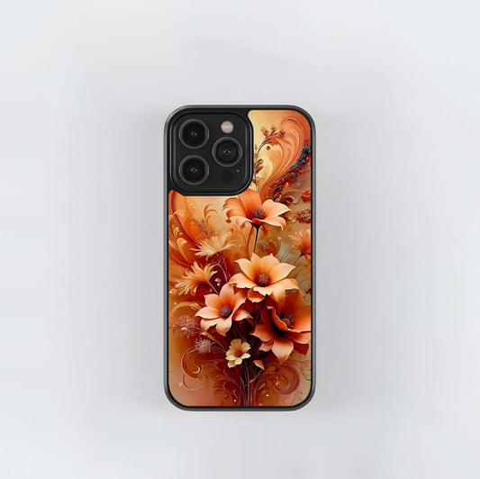 Sepia Swirl Floral Bouquet Glass Case