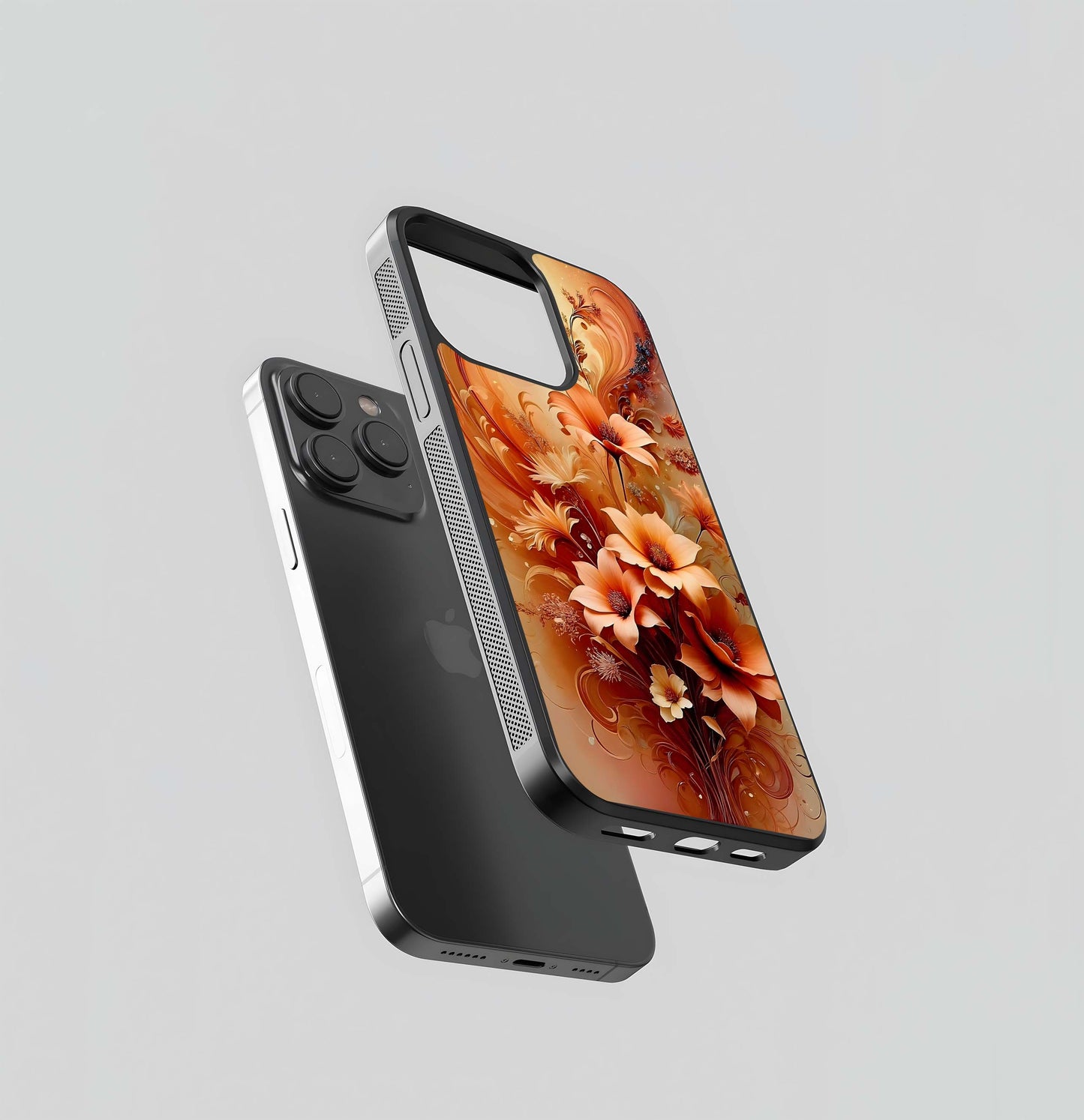 Sepia Swirl Floral Bouquet Glass Case