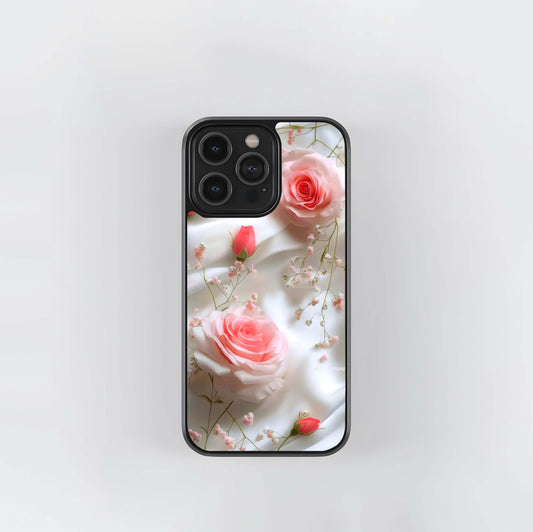 Silk and Pink Roses Glass Case