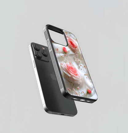 Silk and Pink Roses Glass Case