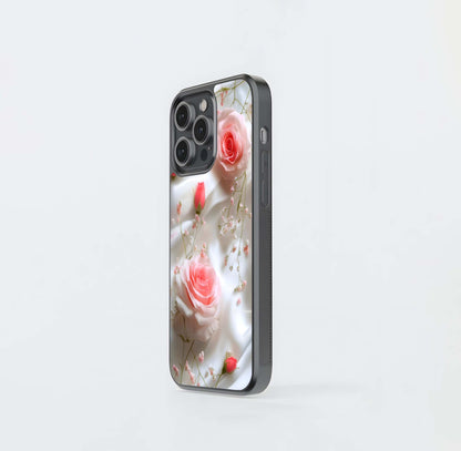 Silk and Pink Roses Glass Case
