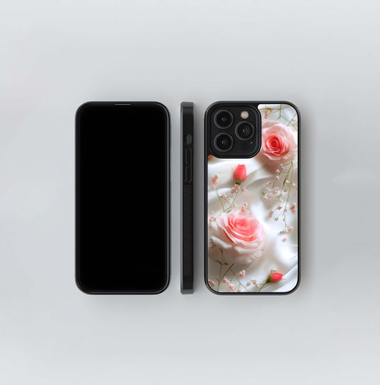 Silk and Pink Roses Glass Case