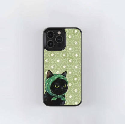 Retro Cat Mood Glass Case