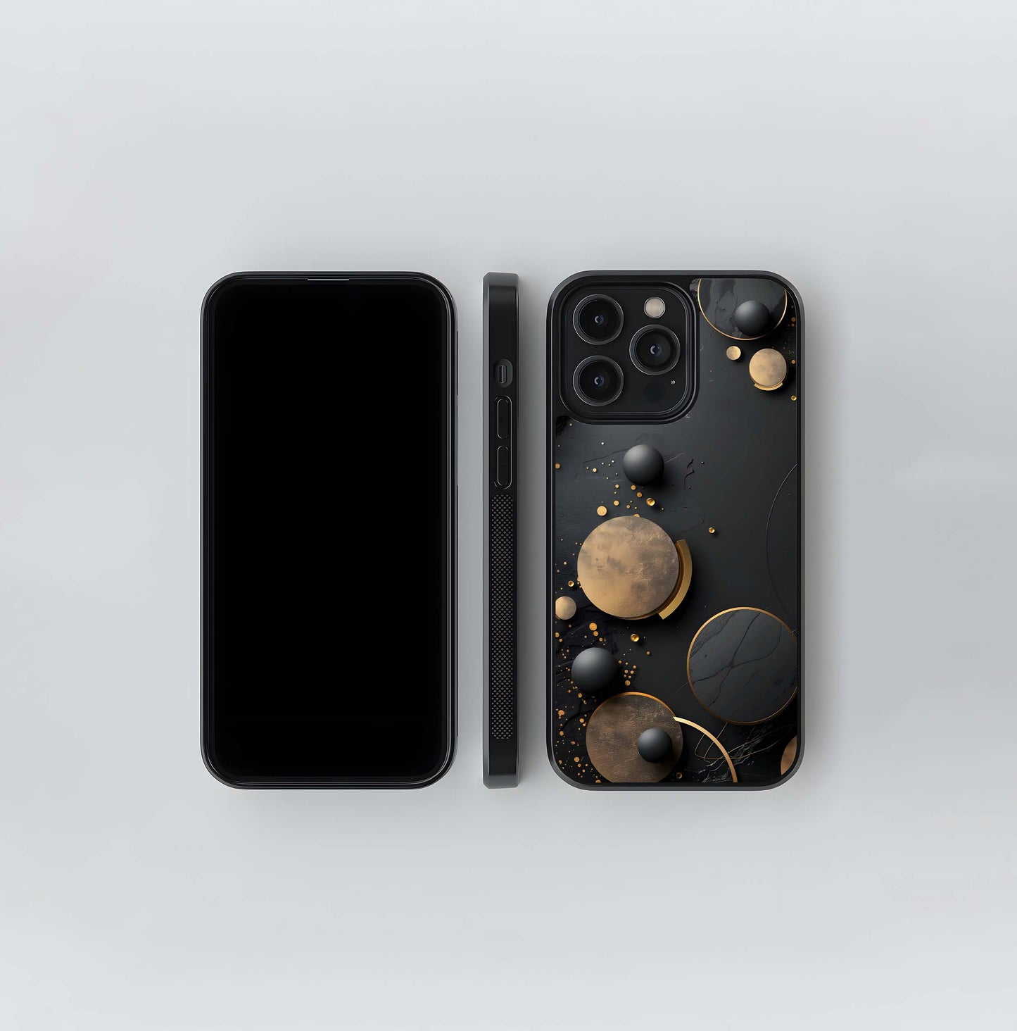 Black and Gold Geometric Abstract Glass Case