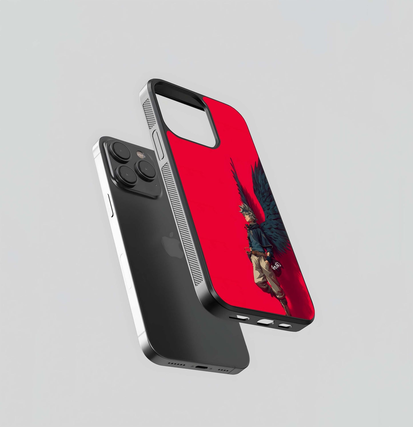 Anime Wings on Red Glass Case