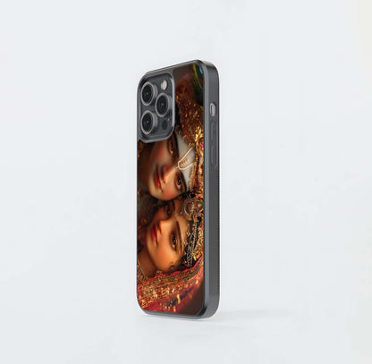 Thereal Radha Krishna Portrait Glass Case