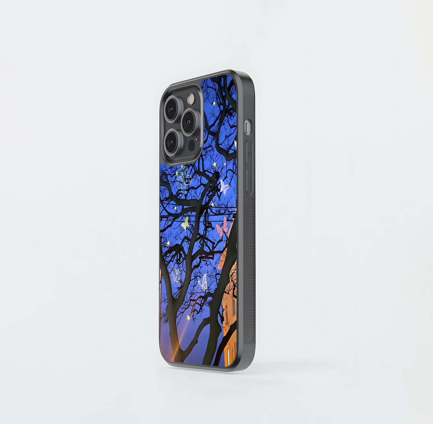 Butterfly Night Magic Glass Case
