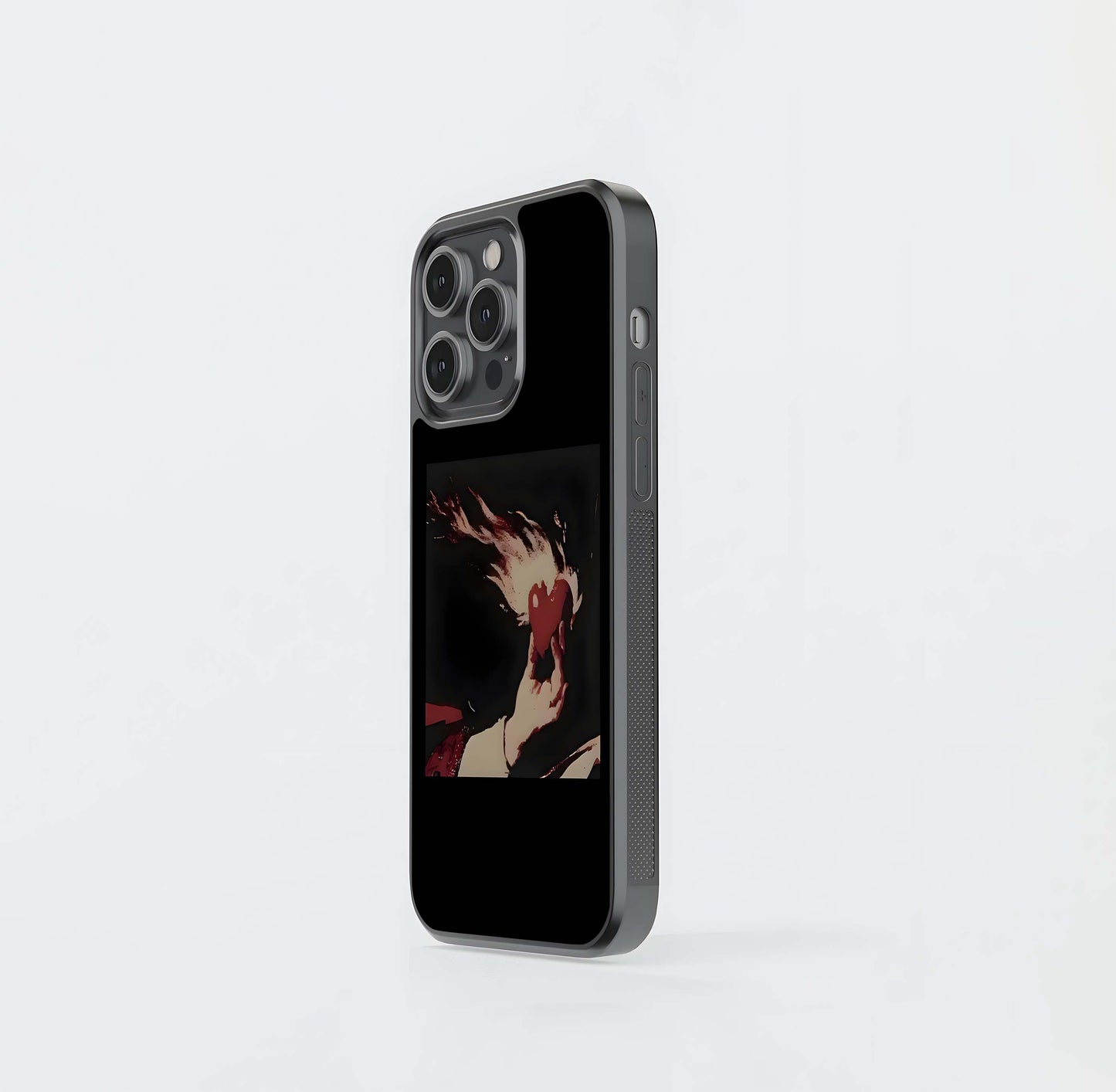 Flaming Heart on Black Glass Case