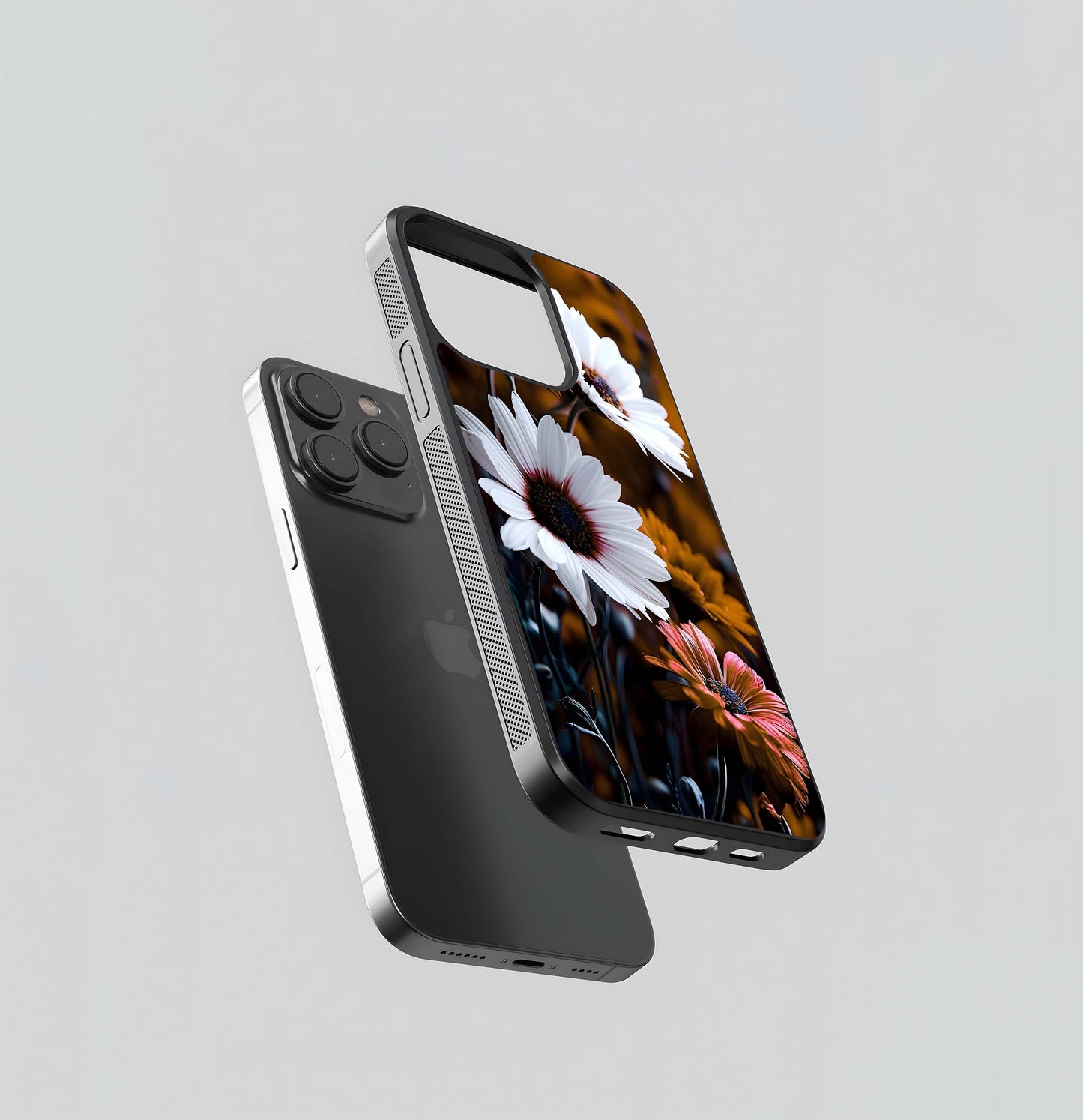 Contrasting Sepia Flora Glass Case