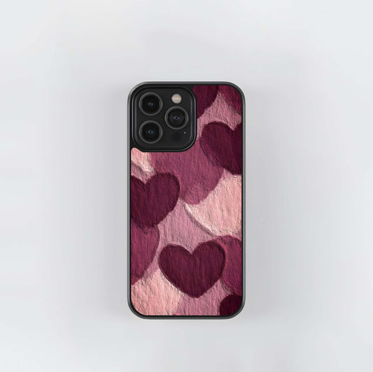 Layered Paper Hearts  Glass Case / Cover