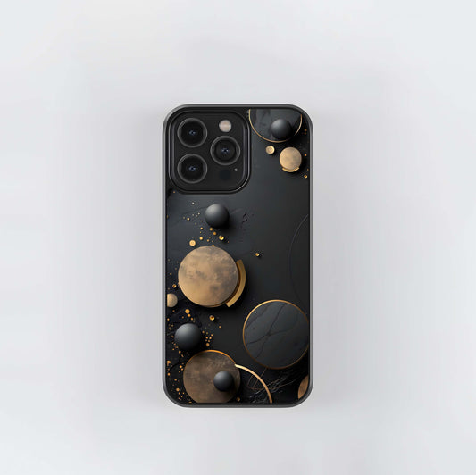 Black and Gold Geometric Abstract Glass Case
