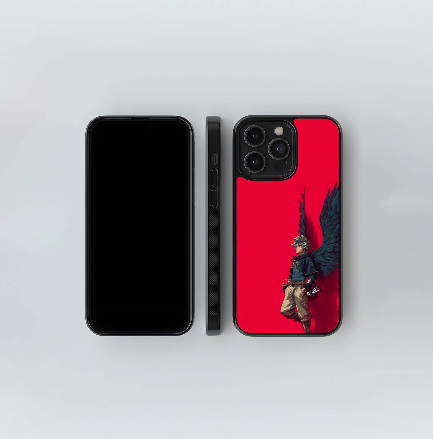 Anime Wings on Red Glass Case