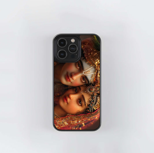 Thereal Radha Krishna Portrait Glass Case